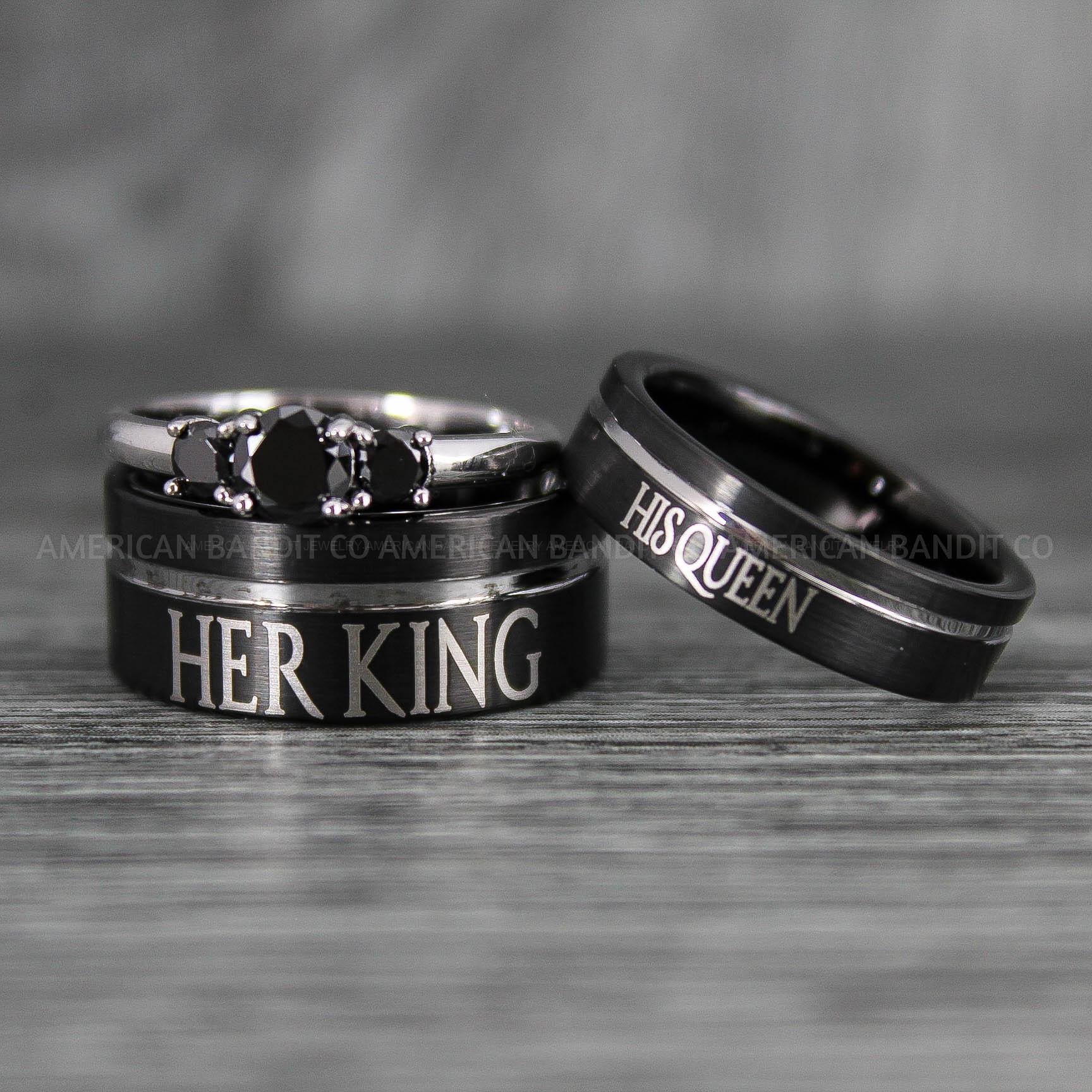 IMG_6739 Her King His Queen Rings, King and Queen Rings, Couple Rings, Couple Wedding Bands - Image 1
