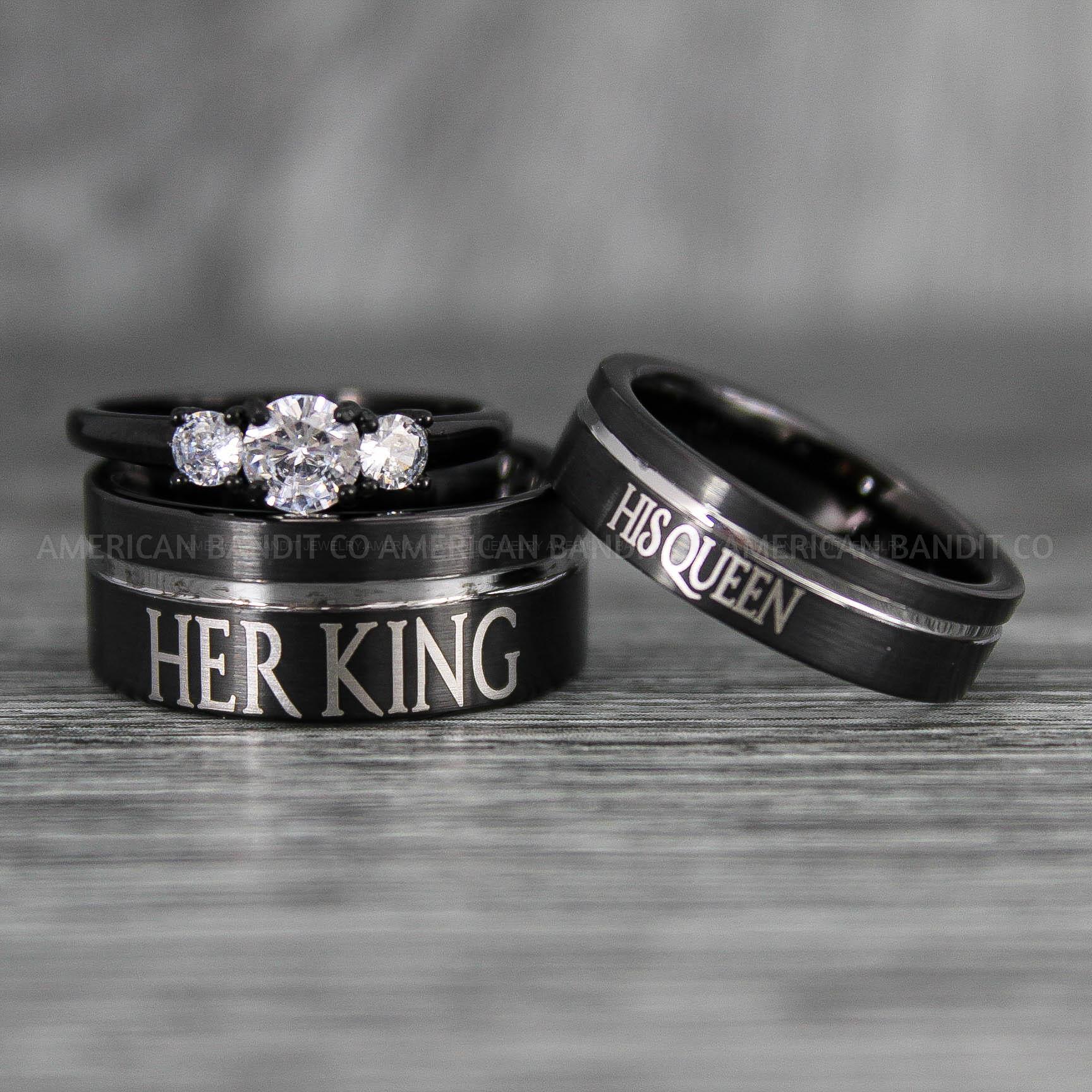 IMG_6740 Her King His Queen Rings, King and Queen Rings, Couple Rings, Couple Wedding Bands - Image 1