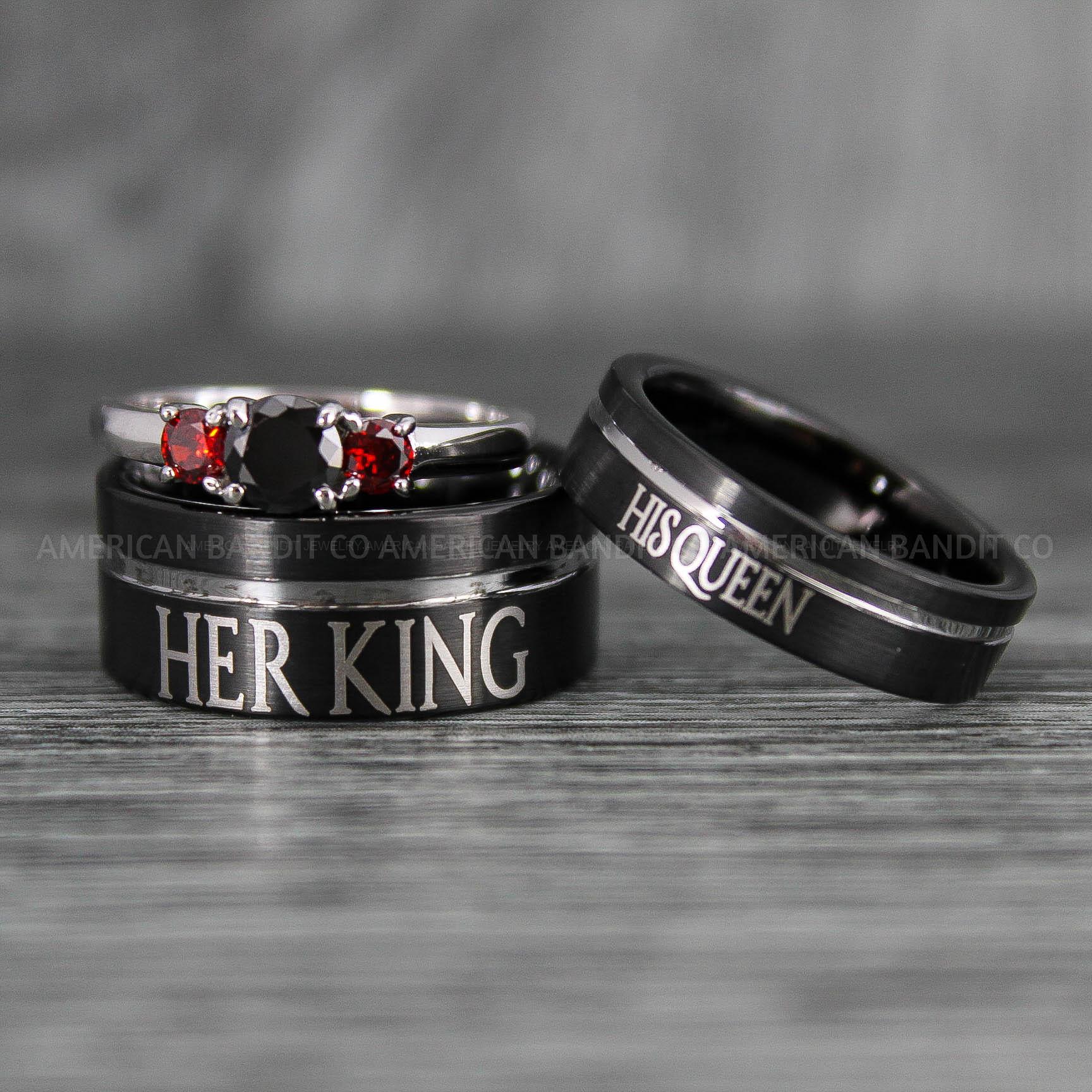 IMG_6741 Her King His Queen Rings, King and Queen Rings, Couple Rings, Couple Wedding Bands - Image 1