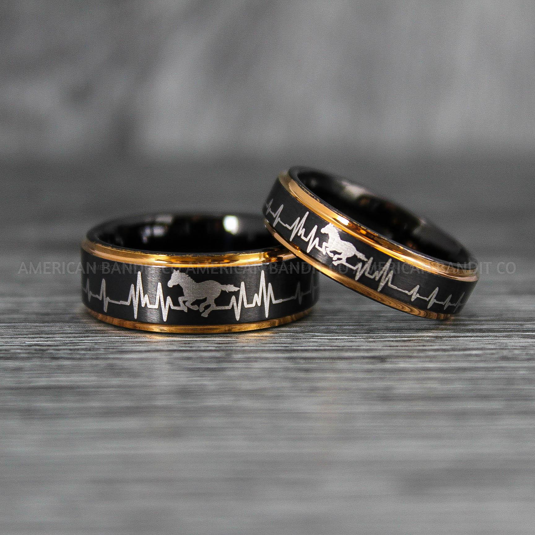 IMG_6743 Mustang Rings, Cowboys Rings, Horse Rings, Horse Riding Rings, Horse Jewelry, Horse Riding Jewelry, Black Wedding Rings - Image 1