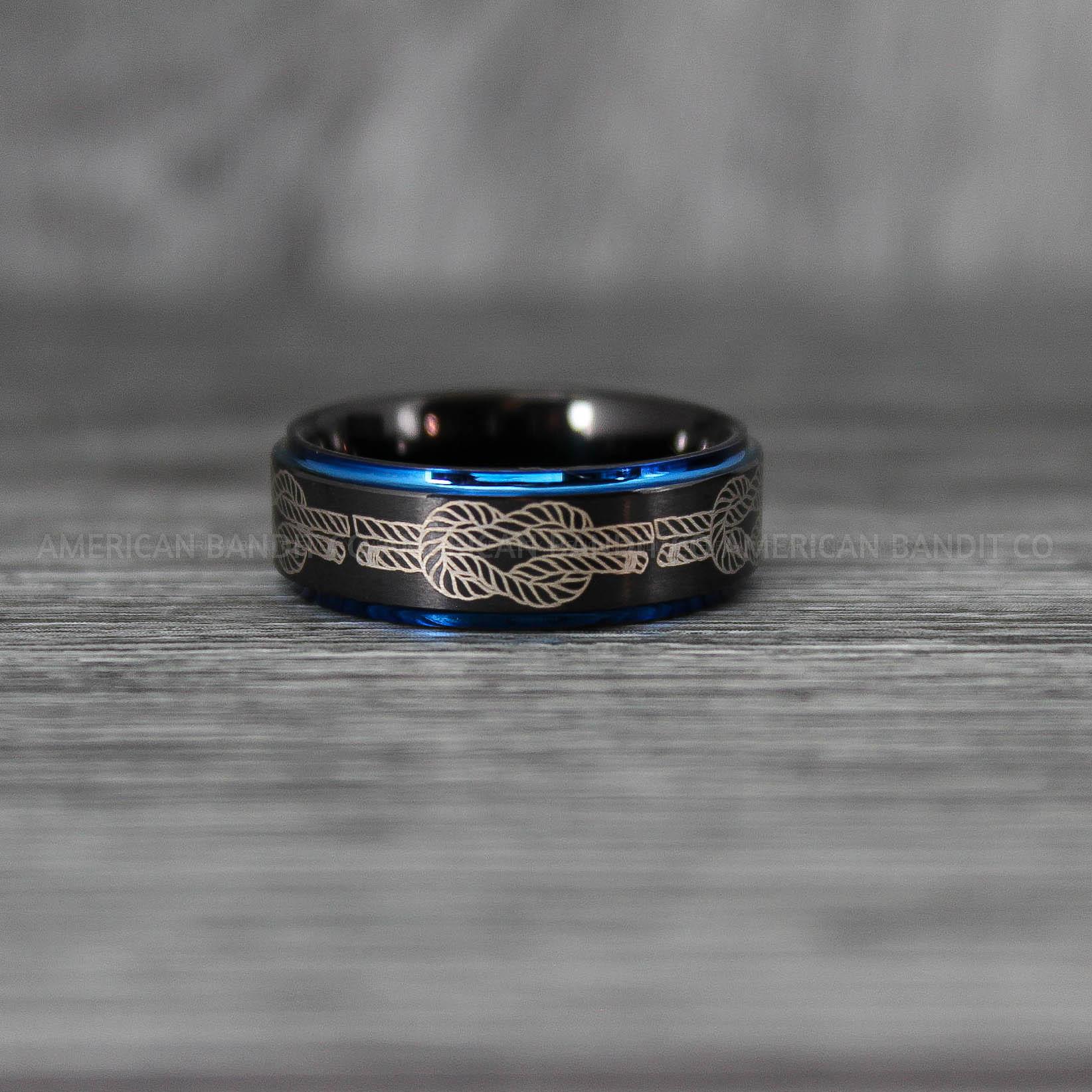 IMG_6758 Nautical Ring, Anchor Rope Ring, Anchor Ring, Rope Ring, Anchor Wedding Ring, Black Wedding Band, Black Tungsten Band, Black Wedding Ring, Black Tungsten Wedding Ring - Image 1