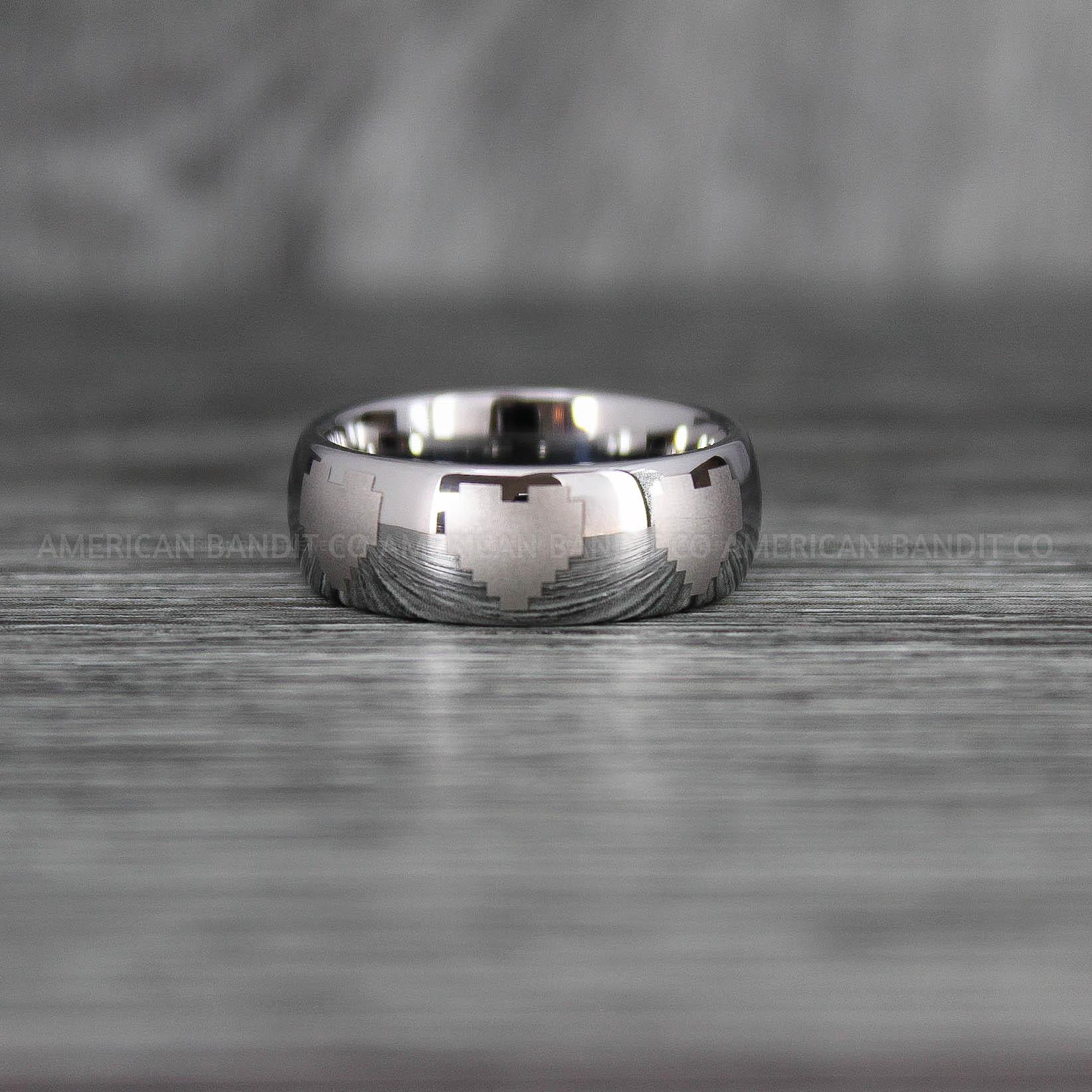 IMG_6759 8 Bit Hearts Ring, Gamer Ring, Gamer Wedding Band, Gamer Wedding Ring, Silver Wedding Band - Image 1