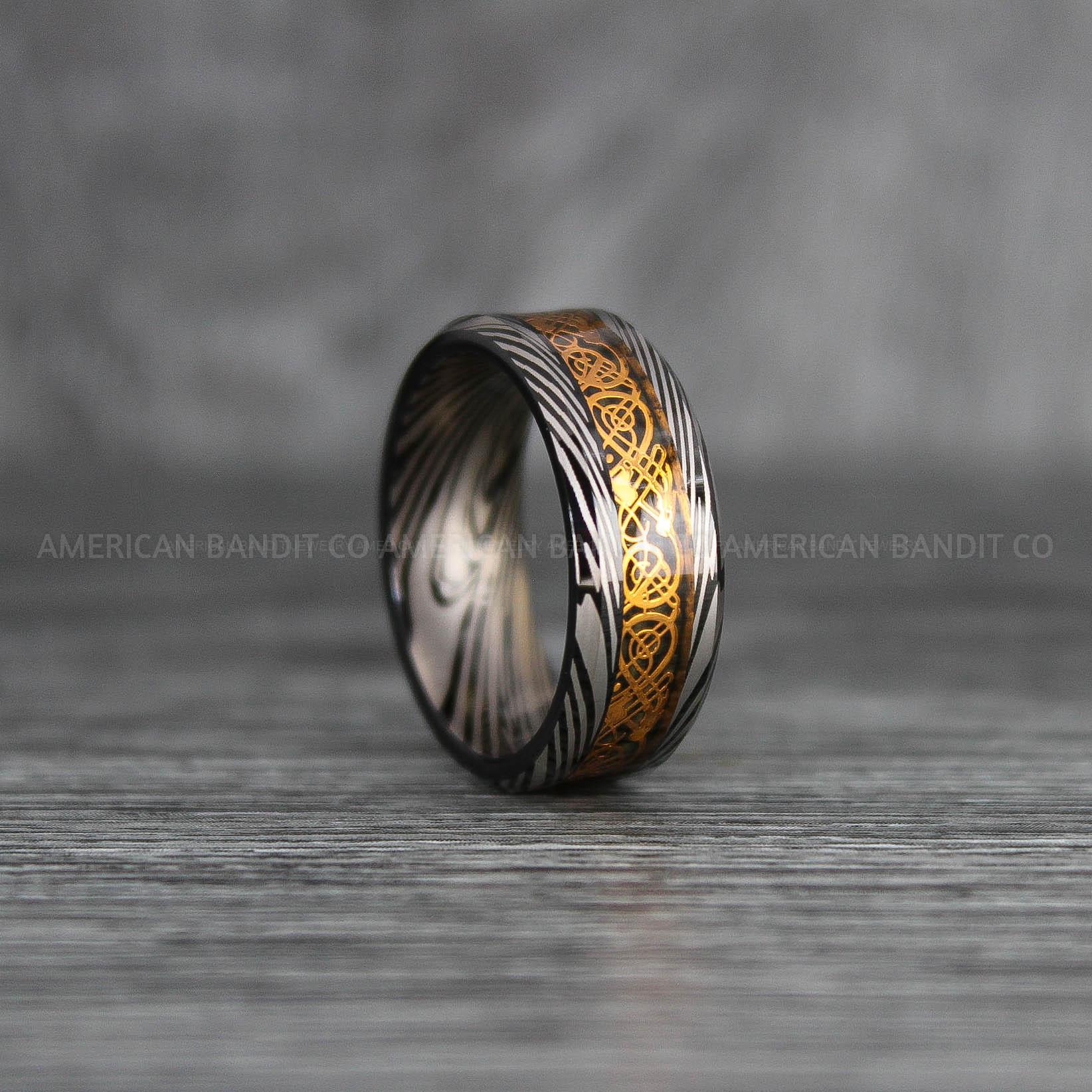 IMG_6763 Vikings Ring, Dragon Ring, Dragon Scroll Ring, Vikings Wedding Band, Black Wedding Band - Image 1