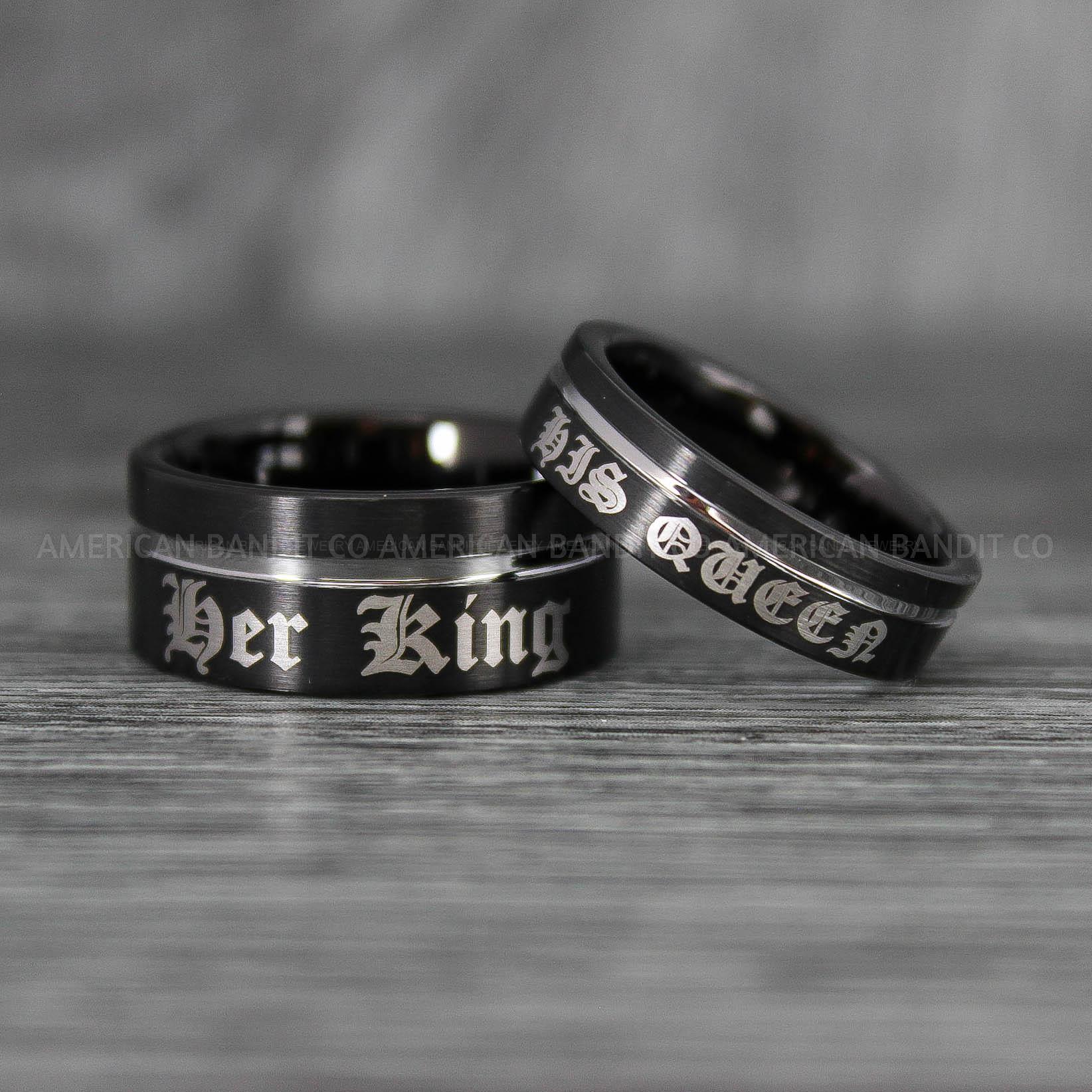 IMG_6768 Her King His Queen Rings, King and Queen Rings, Couple Rings, Couple Wedding Bands - Image 1