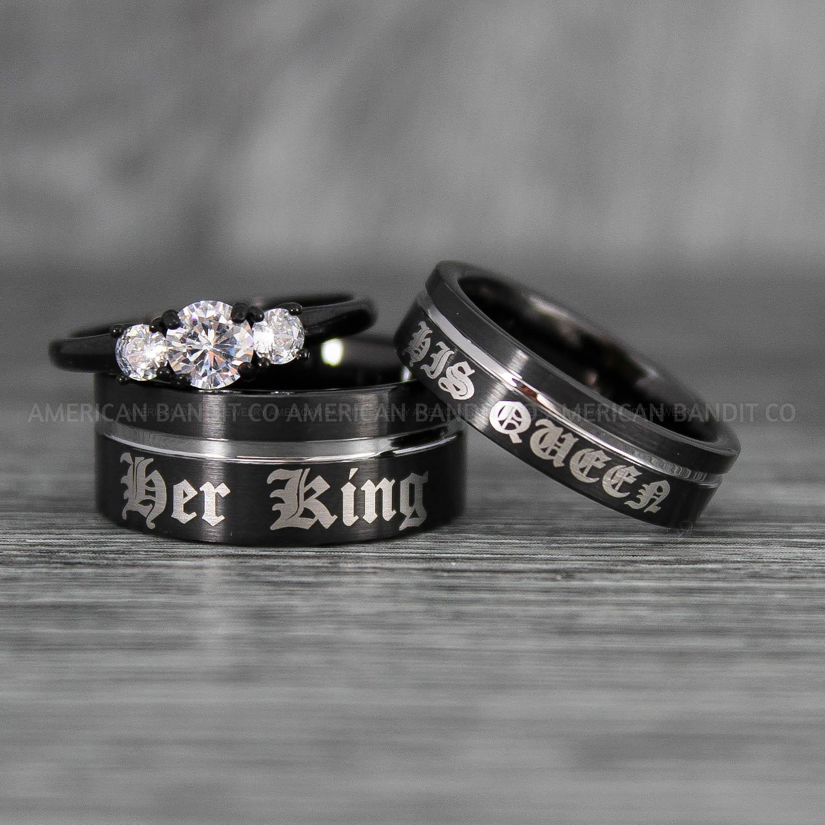 IMG_6770 Her King His Queen Rings, King and Queen Rings, Couple Rings, Couple Wedding Bands - Image 1