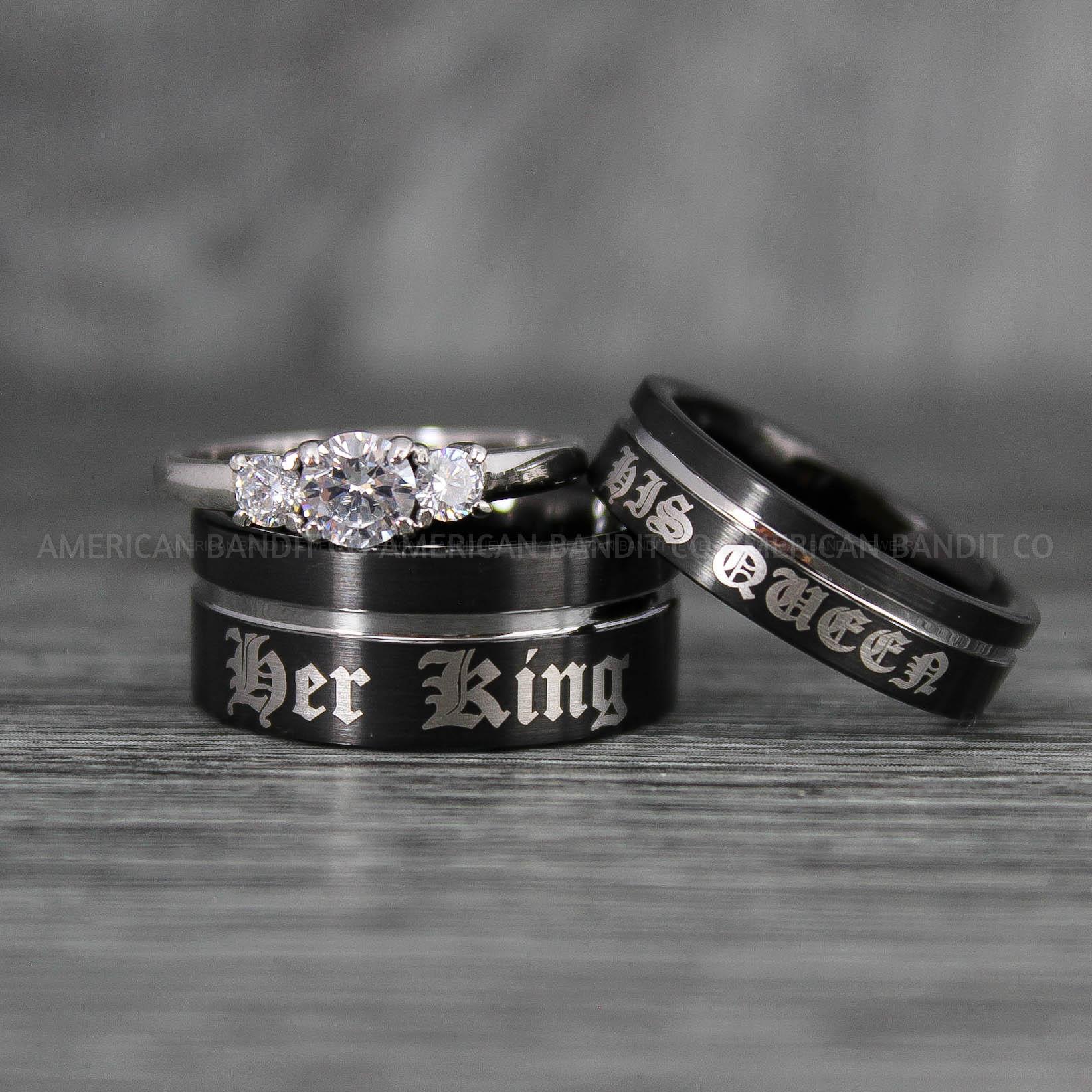 IMG_6775 Her King His Queen Rings, King and Queen Rings, Couple Rings, Couple Wedding Bands - Image 1