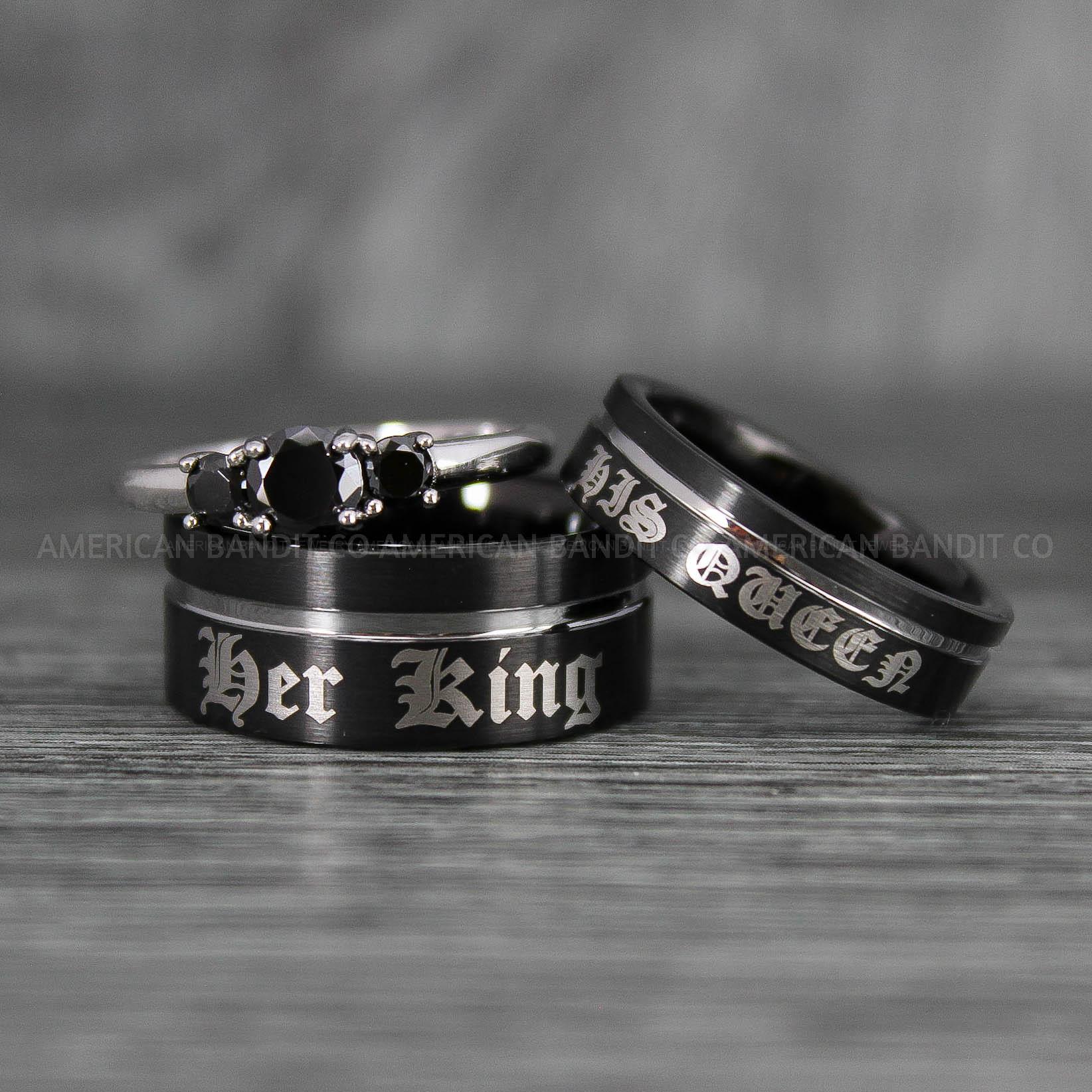 IMG_6776 Her King His Queen Rings, King and Queen Rings, Couple Rings, Couple Wedding Bands - Image 1