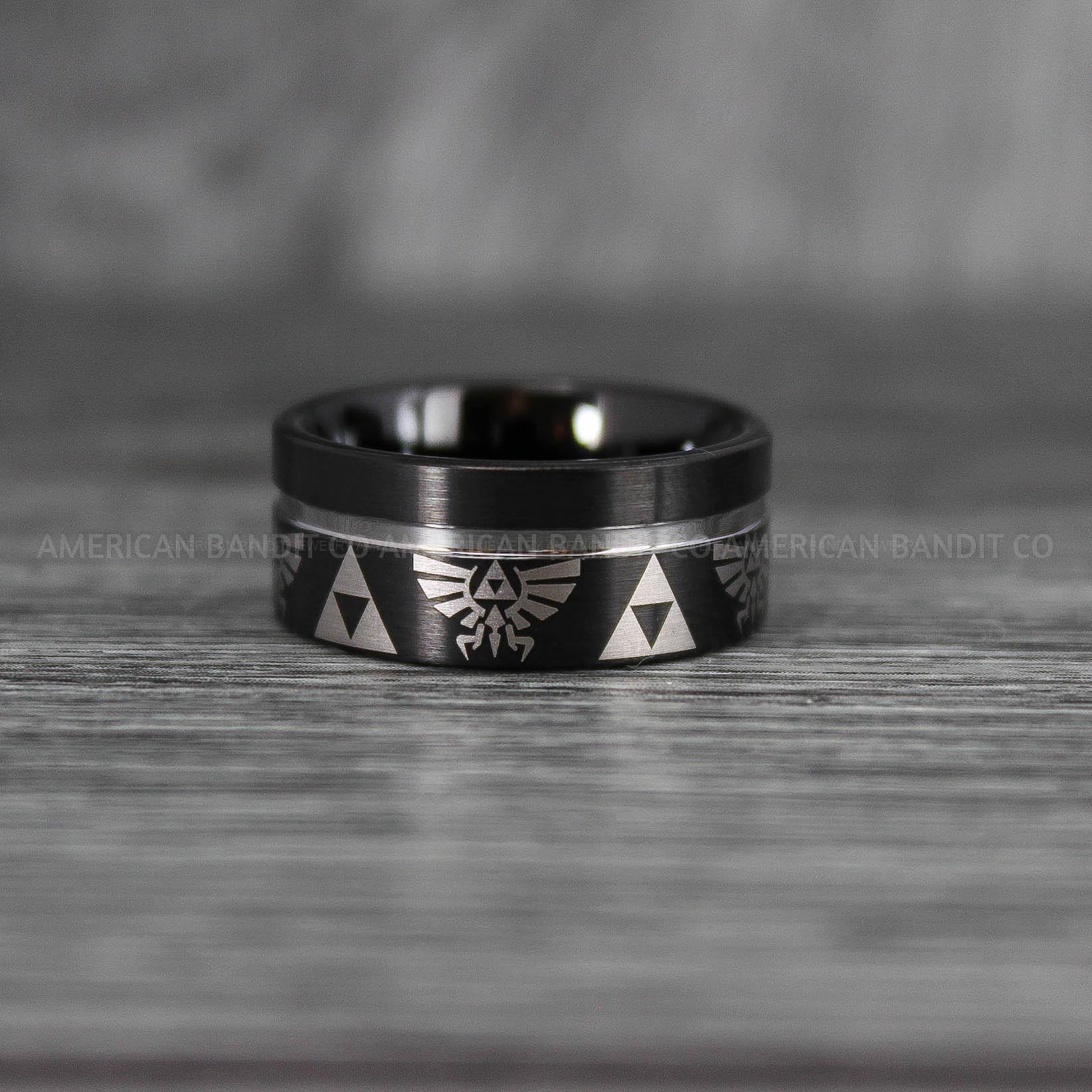 IMG_6777 Zelda Rings, Zelda Wedding Rings, Gamer Rings, Gamer Jewelry, Zelda Wedding Bands, Gamer Wedding Rings, Black Wedding Rings - Image 1