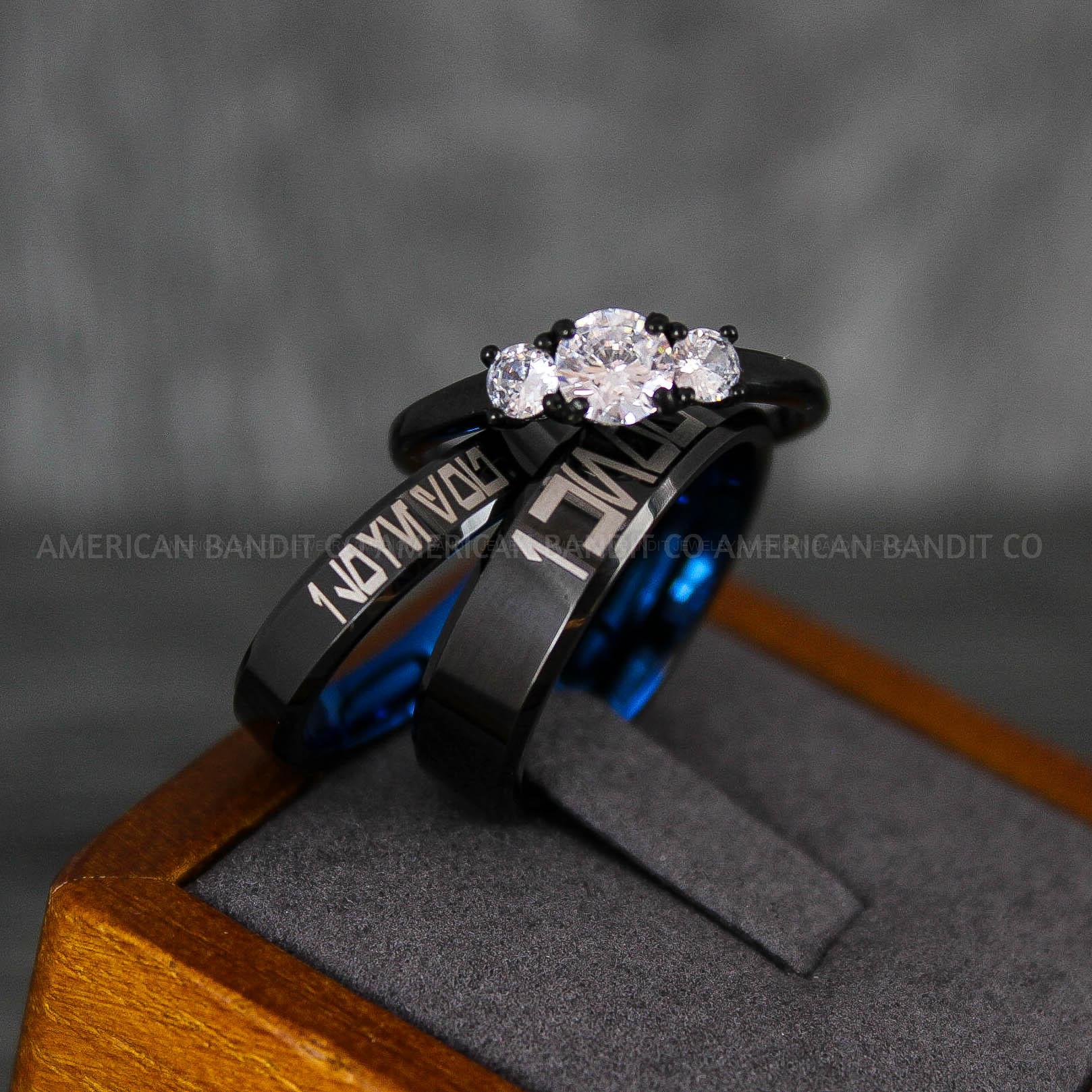 IMG_6790 I Love You I Know Rings, Aurebesh Rings, Black Wedding Bands, Aurebesh Wedding Bands, Aurebesh Wedding Rings, Aurebesh Jewelry - Image 1