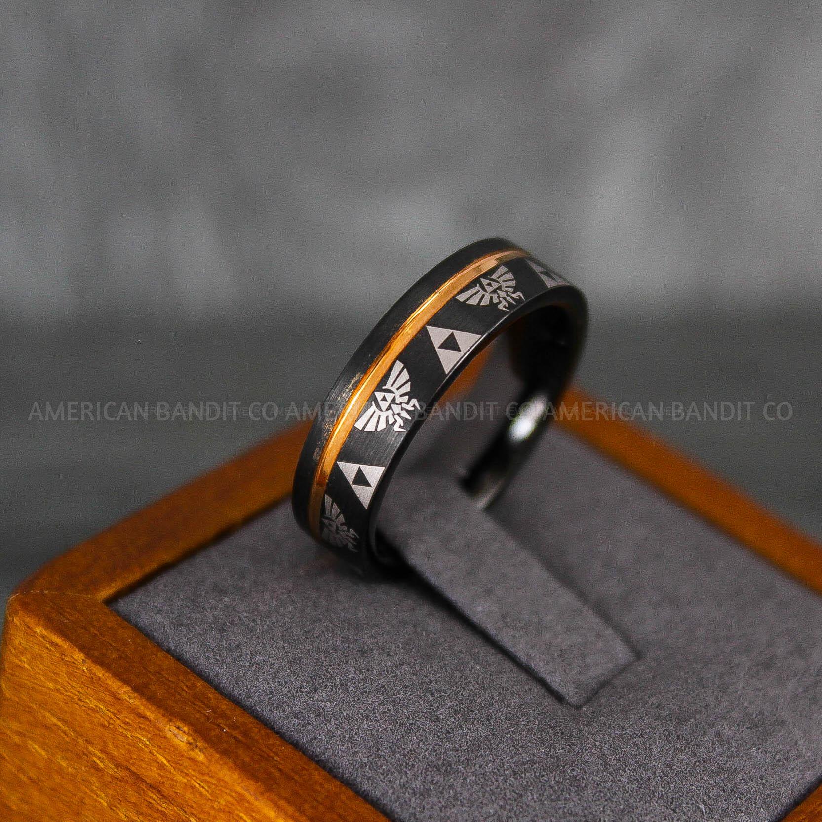 IMG_6805 Zelda Rings, Zelda Wedding Rings, Gamer Rings, Gamer Jewelry, Zelda Wedding Bands, Gamer Wedding Rings, Black Wedding Rings - Image 1