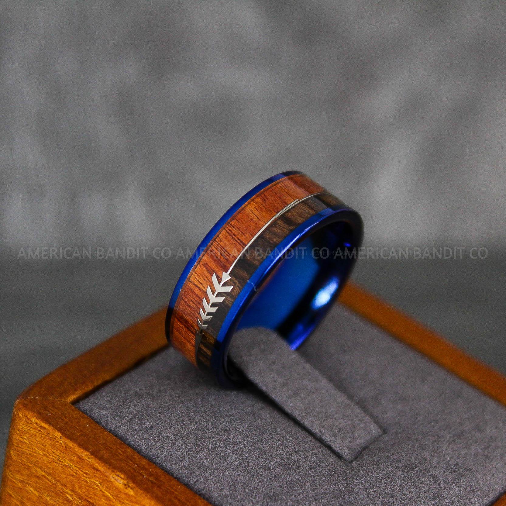 IMG_6814 Wood Ring, Wood Wedding Band, Wood Wedding Ring, Blue Wedding Ring, Blue Wedding Band - Image 1