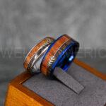 Wood Rings, Wood Wedding Bands, Wood Wedding Rings, Silver Wedding Rings, Blue Wedding Bands