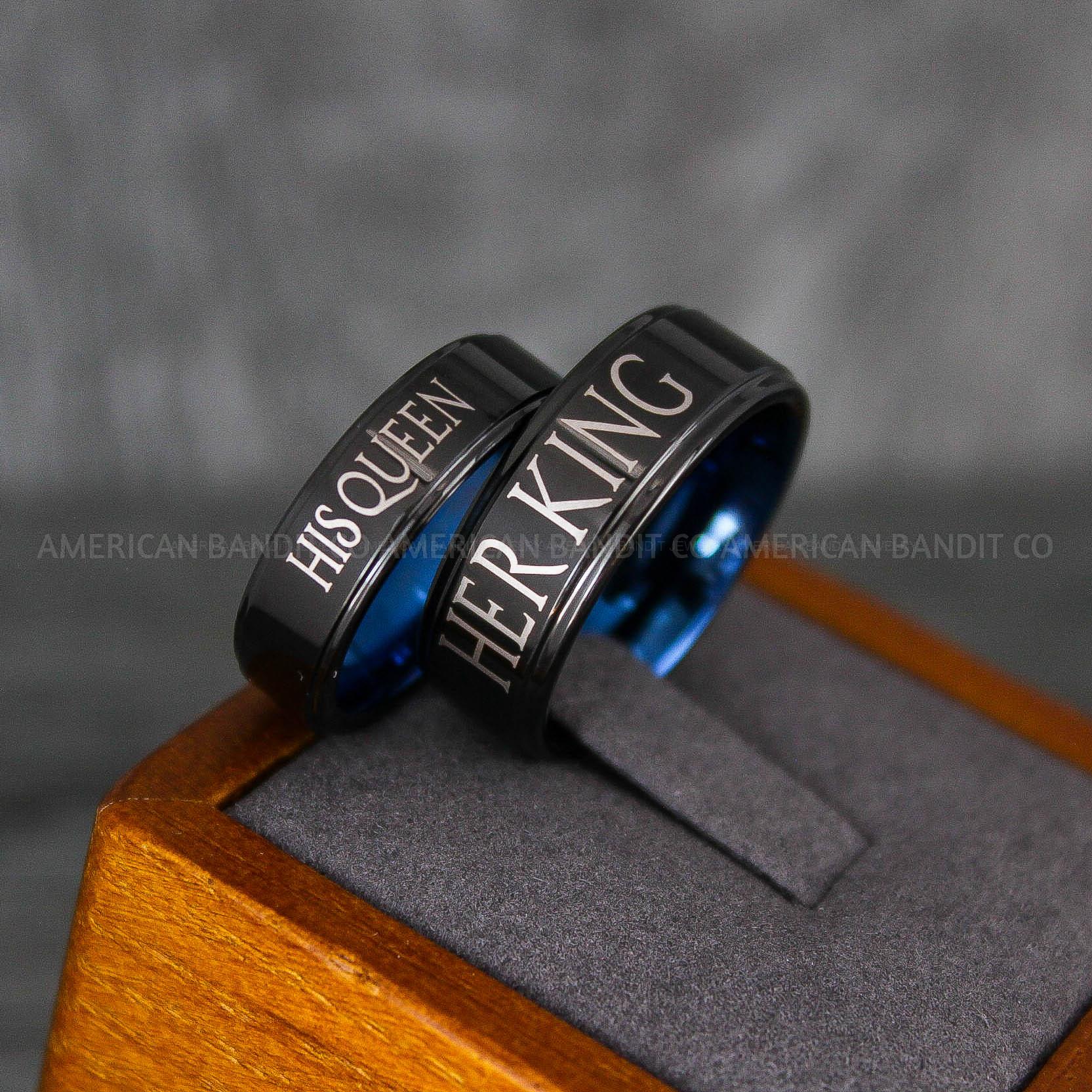 IMG_6818 Her King His Queen Rings, King and Queen Rings, Couple Rings, Couple Wedding Bands - Image 1
