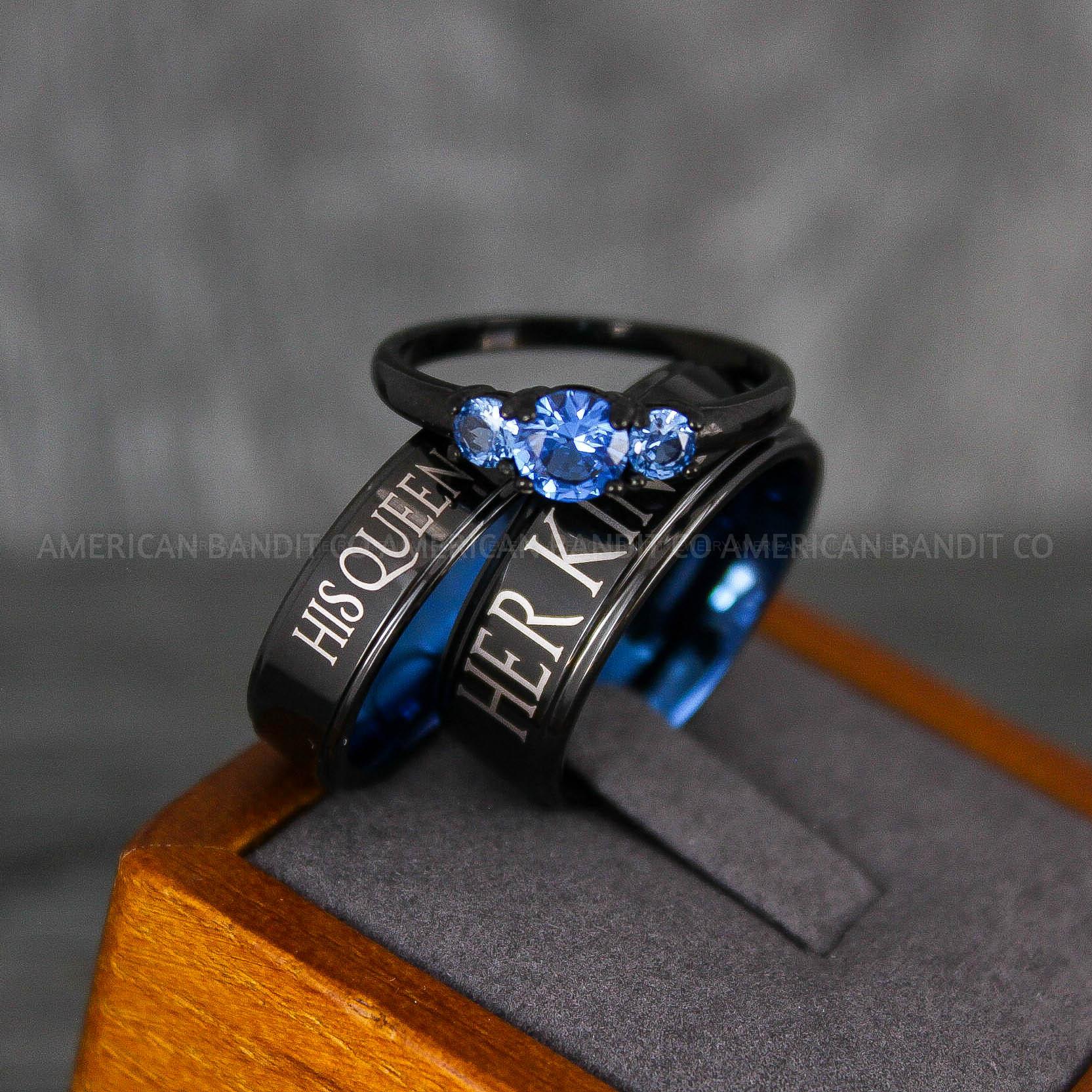 IMG_6819 Her King His Queen Rings, King and Queen Rings, Couple Rings, Couple Wedding Bands - Image 1