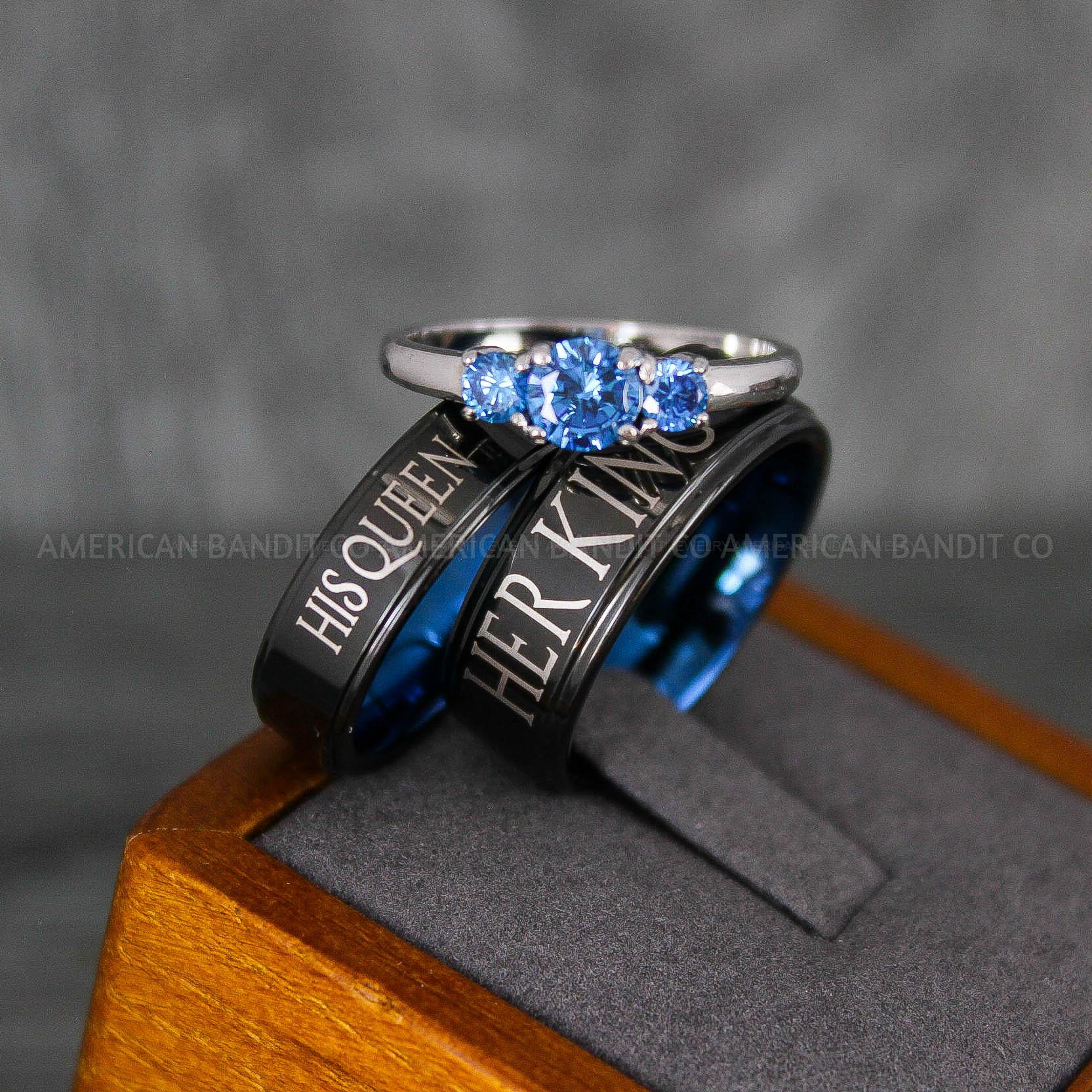 IMG_6820 Her King His Queen Rings, King and Queen Rings, Couple Rings, Couple Wedding Bands - Image 1