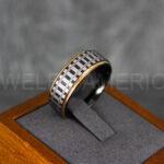 Railroad Ring, Railroad Wedding Band, Train Tracks Ring, Train Tracks Wedding Ring, Black Tungsten Wedding Ring