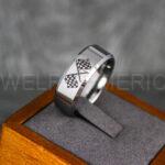 Checkered Flag Ring, Racing Ring, Car Racing Ring, Checkered Flag Pattern Wedding Band
