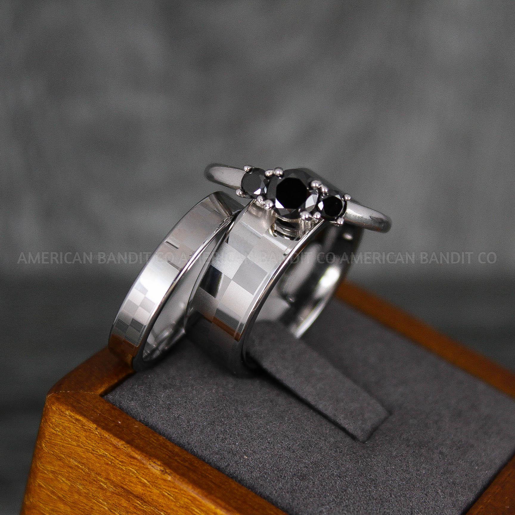 IMG_6912 Checkered Flag Rings, Motor Sports Jewelry, Auto Racing Rings, Car Racing Rings, Checkered Flag Pattern Wedding Bands - Image 1