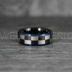 Checkered Flag Rings, Motor Sports Jewelry, Auto Racing Rings, Car Racing Rings, Checkered Flag Pattern Wedding Bands - Image 2