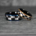 Checkered Flag Rings, Motor Sports Jewelry, Auto Racing Rings, Car Racing Rings, Checkered Flag Pattern Wedding Bands - Image 3