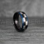 Checkered Flag Rings, Motor Sports Jewelry, Auto Racing Rings, Car Racing Rings, Checkered Flag Pattern Wedding Bands - Image 4