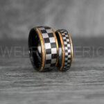 Checkered Flag Rings, Motor Sports Jewelry, Auto Racing Rings, Car Racing Rings, Checkered Flag Pattern Wedding Bands - Image 2