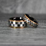 Checkered Flag Rings, Motor Sports Jewelry, Auto Racing Rings, Car Racing Rings, Checkered Flag Pattern Wedding Bands - Image 4