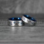 Til Valhalla Ring, Viking Rings, Runes Ring, Vegvísir Ring, Nordic Ring, Norsemen Ring, Nordic Runes Ring, Blue Tungsten Band - Image 2