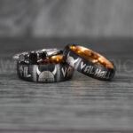 Til Valhalla Rings, Viking Rings, Runes Rings, Vegvísir Ring, Nordic Rings, Norsemen Rings, Nordic Runes Rings, Black Tungsten Bands