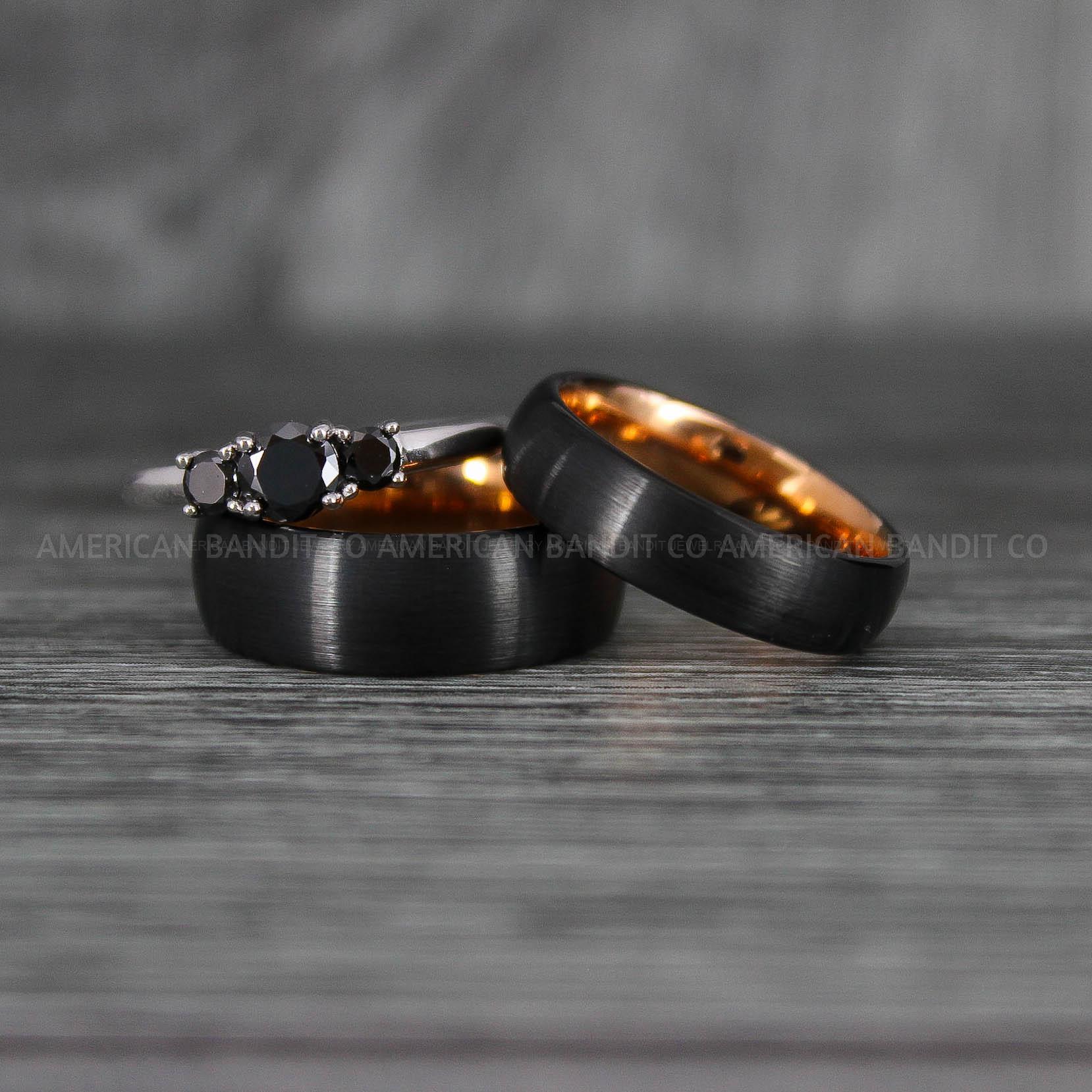 IMG_6950 Couple Rings, Couple Jewelry, Matching Wedding Rings, Matching Wedding Bands, Couple Wedding Rings, Couple Wedding Bands, Black Wedding Ring - Image 1