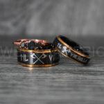 Til Valhalla Rings, Viking Rings, Runes Rings, Vegvísir Ring, Nordic Rings, Norsemen Rings, Nordic Runes Rings, Black Tungsten Bands