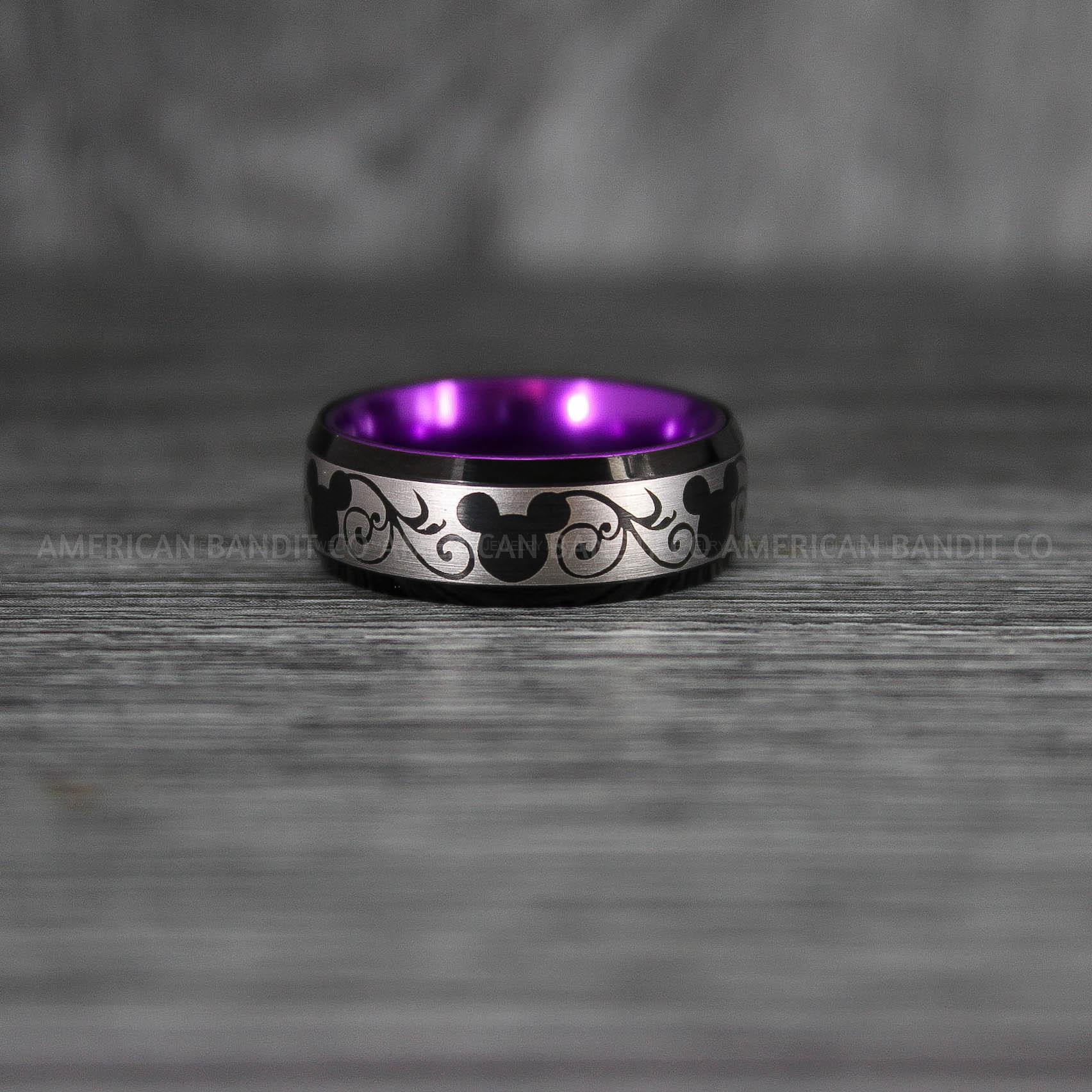 IMG_6960 Mickey Mouse Ring, Mickey Ring, Mickey Mouse Wedding Band, Purple Wedding Ring - Image 1