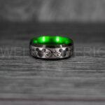 Mickey Mouse Rings, Mickey Rings, Mickey Mouse Wedding Bands, Mickey Mouse Wedding Rings, Black Wedding Bands, Green Couple Rings - Image 2