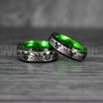 Mickey Mouse Rings, Mickey Rings, Mickey Mouse Wedding Bands, Mickey Mouse Wedding Rings, Black Wedding Bands, Green Couple Rings - Image 5