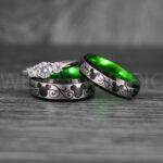 Mickey Mouse Rings, Mickey Rings, Mickey Mouse Wedding Bands, Mickey Mouse Wedding Rings, Black Wedding Bands, Green Couple Rings