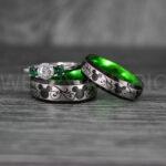 Mickey Mouse Rings, Mickey Rings, Mickey Mouse Wedding Bands, Mickey Mouse Wedding Rings, Black Wedding Bands, Green Couple Rings