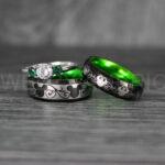 Mickey Mouse Rings, Mickey Rings, Mickey Mouse Wedding Bands, Mickey Mouse Wedding Rings, Black Wedding Bands, Green Couple Rings
