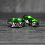 Mickey Mouse Rings, Mickey Rings, Mickey Mouse Wedding Bands, Mickey Mouse Wedding Rings, Black Wedding Bands, Green Couple Rings - Image 5