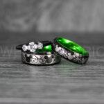 Mickey Mouse Rings, Mickey Rings, Mickey Mouse Wedding Bands, Mickey Mouse Wedding Rings, Black Wedding Bands, Green Couple Rings