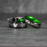 Mickey Mouse Rings, Mickey Rings, Mickey Mouse Wedding Bands, Mickey Mouse Wedding Rings, Black Wedding Bands, Green Couple Rings