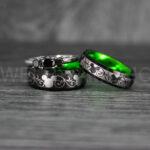 Mickey Mouse Rings, Mickey Rings, Mickey Mouse Wedding Bands, Mickey Mouse Wedding Rings, Black Wedding Bands, Green Couple Rings