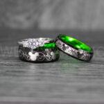 Mickey Mouse Rings, Mickey Rings, Mickey Mouse Wedding Bands, Mickey Mouse Wedding Rings, Black Wedding Bands, Green Couple Rings