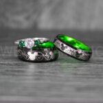 Mickey Mouse Rings, Mickey Rings, Mickey Mouse Wedding Bands, Mickey Mouse Wedding Rings, Black Wedding Bands, Green Couple Rings
