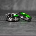 Mickey Mouse Rings, Mickey Rings, Mickey Mouse Wedding Bands, Mickey Mouse Wedding Rings, Black Wedding Bands, Green Couple Rings