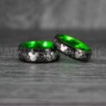 Mickey Mouse Ring, Mickey Ring, Mickey Mouse Wedding Band, Mickey Mouse Wedding Ring, Black Wedding Band, Green Ring - Image 4