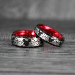 Mickey Mouse Ring, Mickey Ring, Mickey Mouse Wedding Band, Mickey Mouse Wedding Ring, Black Wedding Band, Red Ring - Image 3