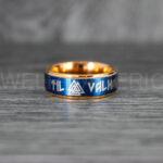 Til Valhalla Ring, Viking Ring, Runes Ring, Valknut Ring, Nordic Ring, Norsemen Ring, Nordic Runes Ring, Rose Gold Tungsten Band