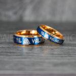 Til Valhalla Ring, Viking Ring, Runes Ring, Valknut Ring, Nordic Ring, Norsemen Ring, Nordic Runes Ring, Rose Gold Tungsten Band - Image 2