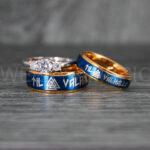 Til Valhalla Rings, Viking Rings, Runes Rings, Valknut Rings, Nordic Rings, Norsemen Rings, Nordic Runes Rings, Rose Gold Tungsten Bands