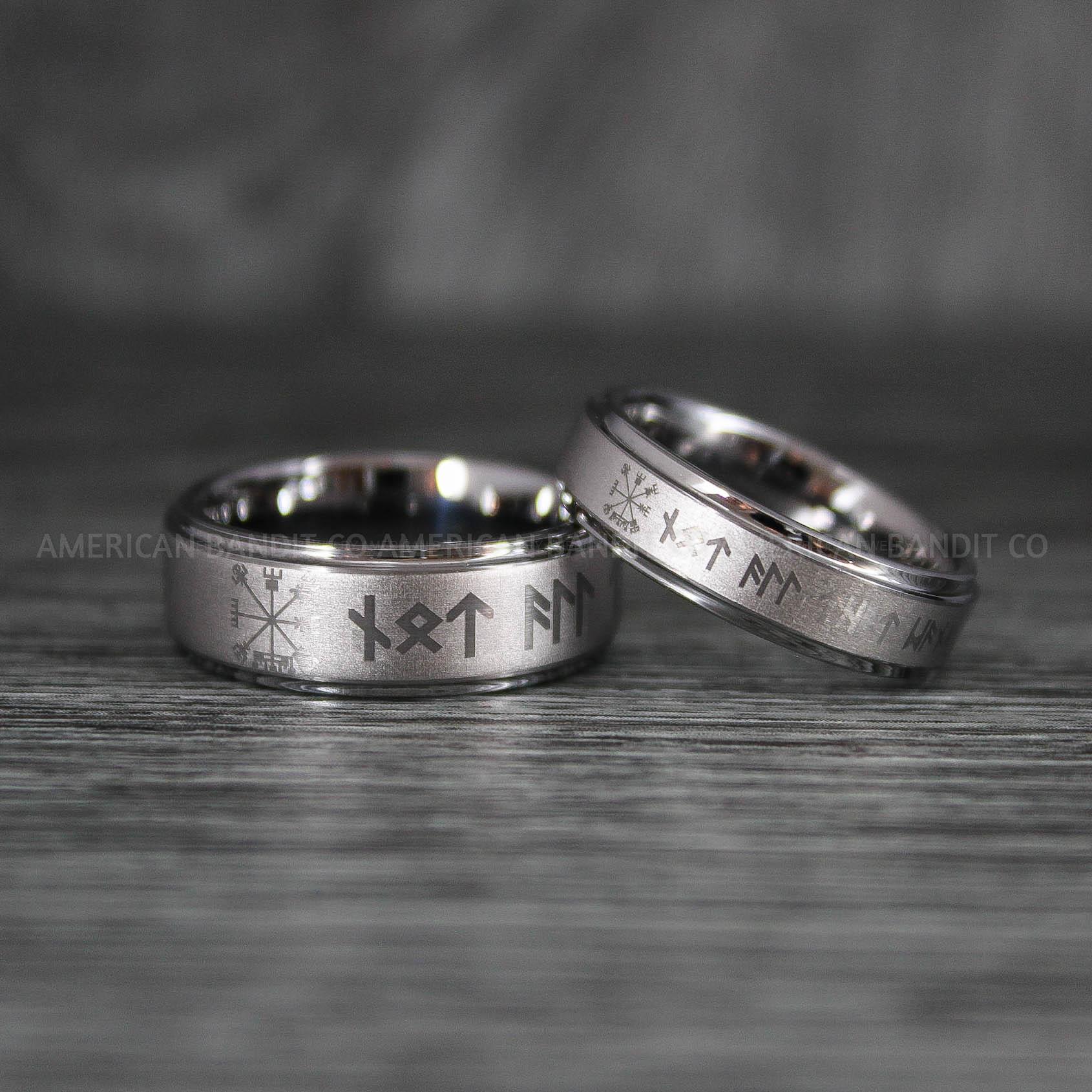 IMG_7085 Viking Rings, Vegvísir Rings, Vikings Jewelry, Norsemen Rings, Nordic Runes Rings, Vikings Wedding Rings, Vikings Wedding Bands, Runes Wedding Rings, Nordic Rings - Image 1